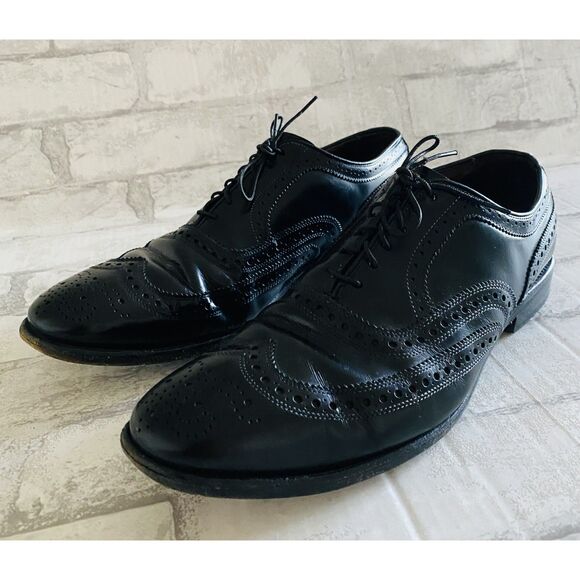 Allen Edmonds McAllister Black Wingtip Oxford Dress Shoes Leather Sz 9.5D main image 4